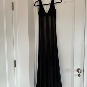 Maggy London Black Sheer Panel Maxi Dress